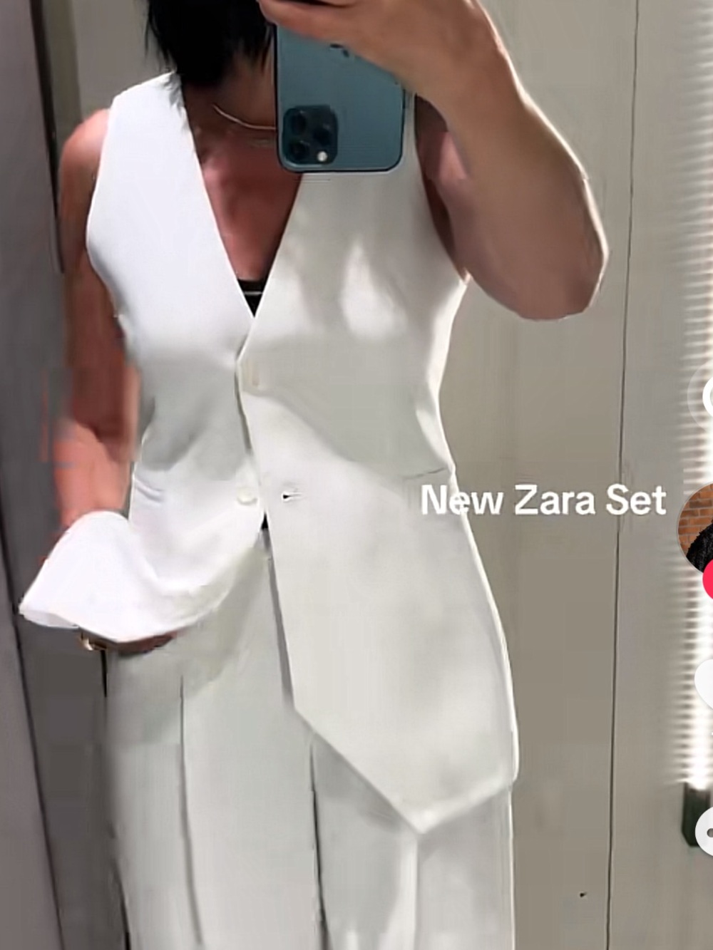 Zara White Sleeveless Tailored Vest